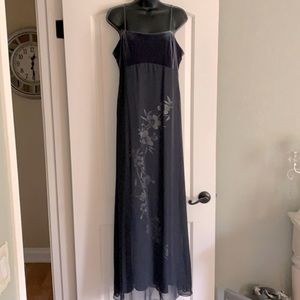 Full length cocktail dress with Asian undertones